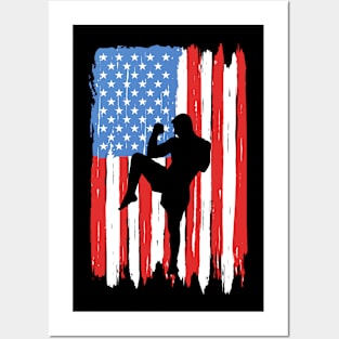 American Flag Muay Thai Graphic Posters and Art